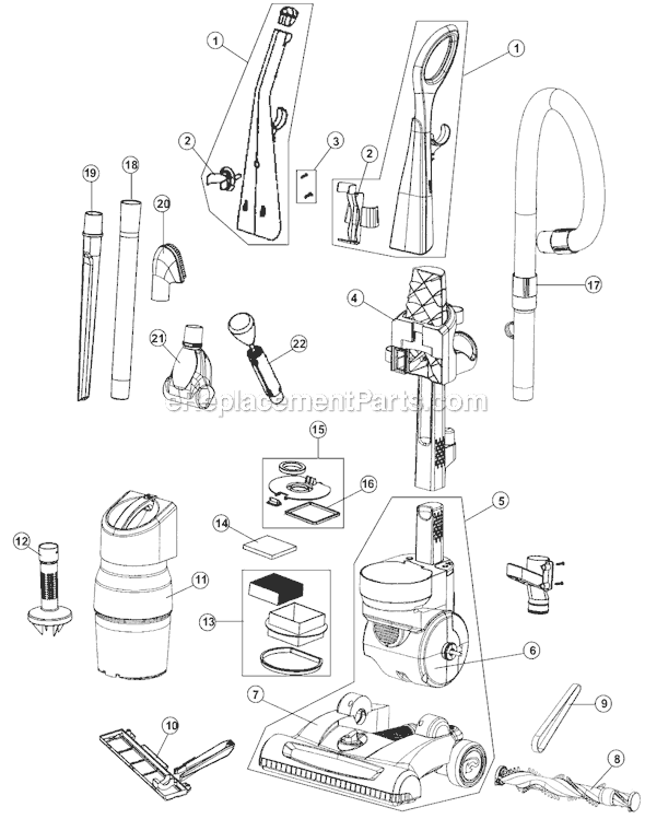 Page A Diagram and Parts List for M140005  Dirt Devil Upright Vacuum